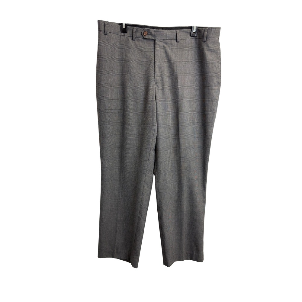Ralph Lauren Mens Grey Glen Plaid Dress Pants Flat Front Straight Leg 38x30‎